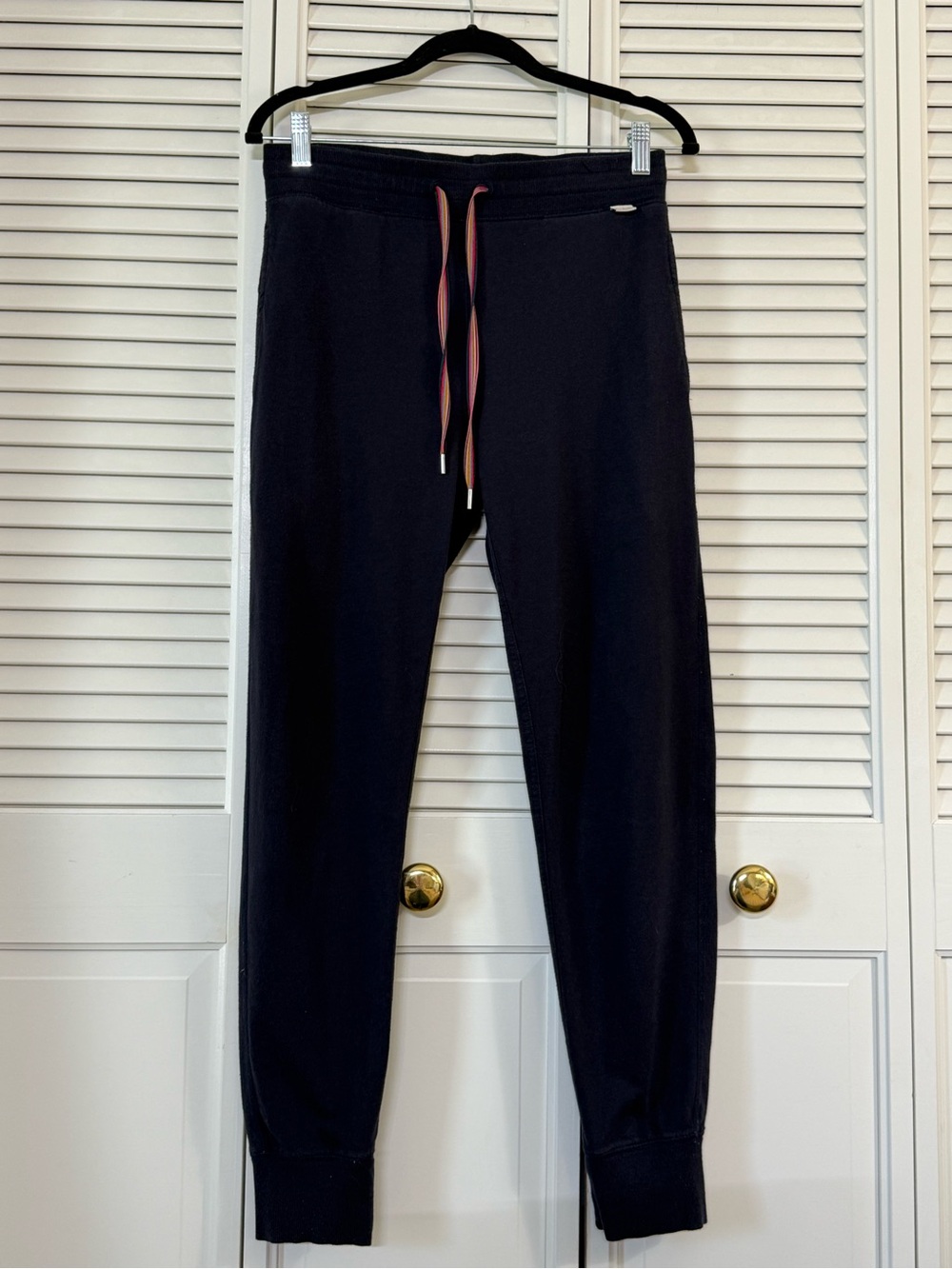 Paul Smith Men's Navy Jogger Pants L Knit Cotton Modal Drawstring Elastic Waist